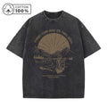 Men's Retro Casual Washed T-Shirt Summer Fashion Landscape Print Pure Cotton Crew Neck Short Sleeve Street Commuter Top