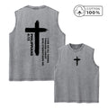 Men's Fashion Cross Print Retro Pure Cotton Washed Vest Summer Casual Sleeveless T-Shirt Daily Commute Outdoor Fitness Top