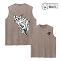 Men's Unique Claw Print Washed Vest Loose Casual Pure Cotton Fitness Commuter Retro Sleeveless Vest Summer Running Top