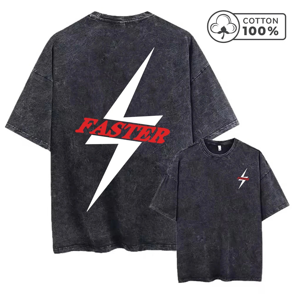Men's Retro Casual Washed T-Shirt Summer Fashion Snake And Flower Print Pure Cotton Crew Neck Short Sleeve Street Commuter Top