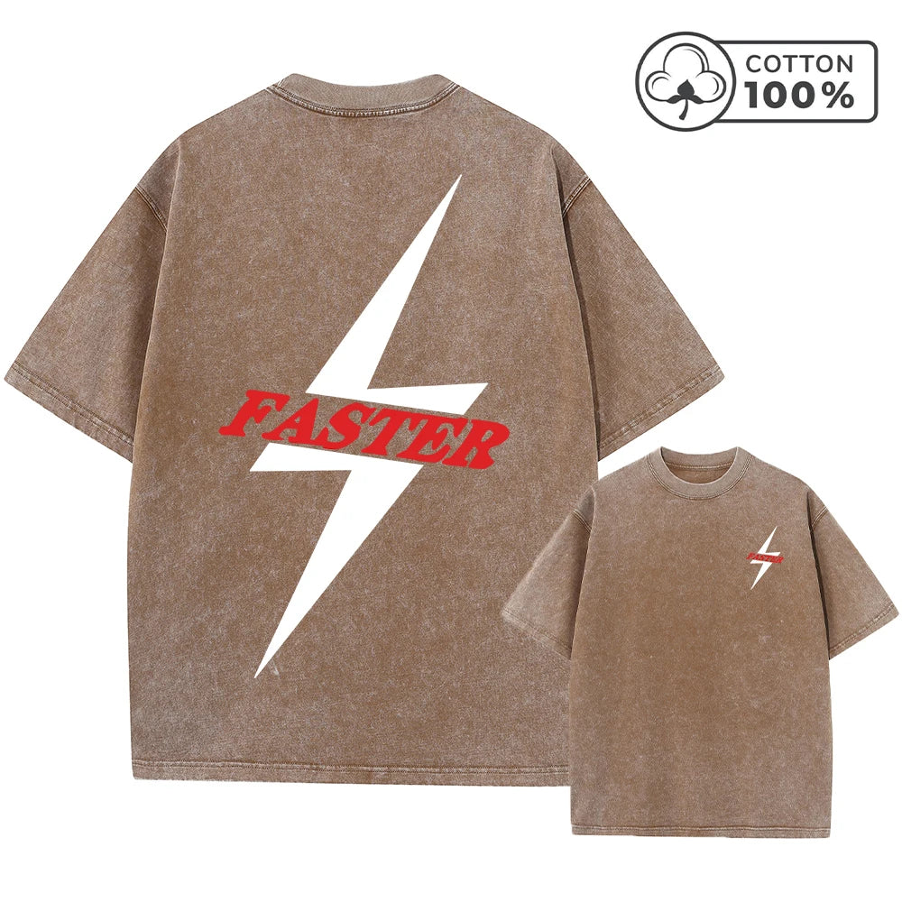 Men's Retro Casual Washed T-Shirt Summer Fashion Snake And Flower Print Pure Cotton Crew Neck Short Sleeve Street Commuter Top