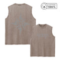 Men's Washed Vest With Gothic Text And Floral Print Pure Cotton Sleeveless Fitness T Shirt Loose Fit Casual Commuter Sports Top