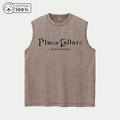 Men's Pure Cotton Washed Sleeveless Vest Creative Gothic Letter Print Top Retro Distressed 2026 Street Style Breathable Vest