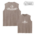 Men's Pure Cotton Washed Sleeveless Vest Trendy Starlight Print Top Retro Distressed Street Style Heavyweight Breathable Vest
