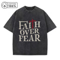 Men's Distressed Washed T-Shirt With Slogan Print Retro Pure Cotton Short Sleeve Comfortable And Breathable Training Top