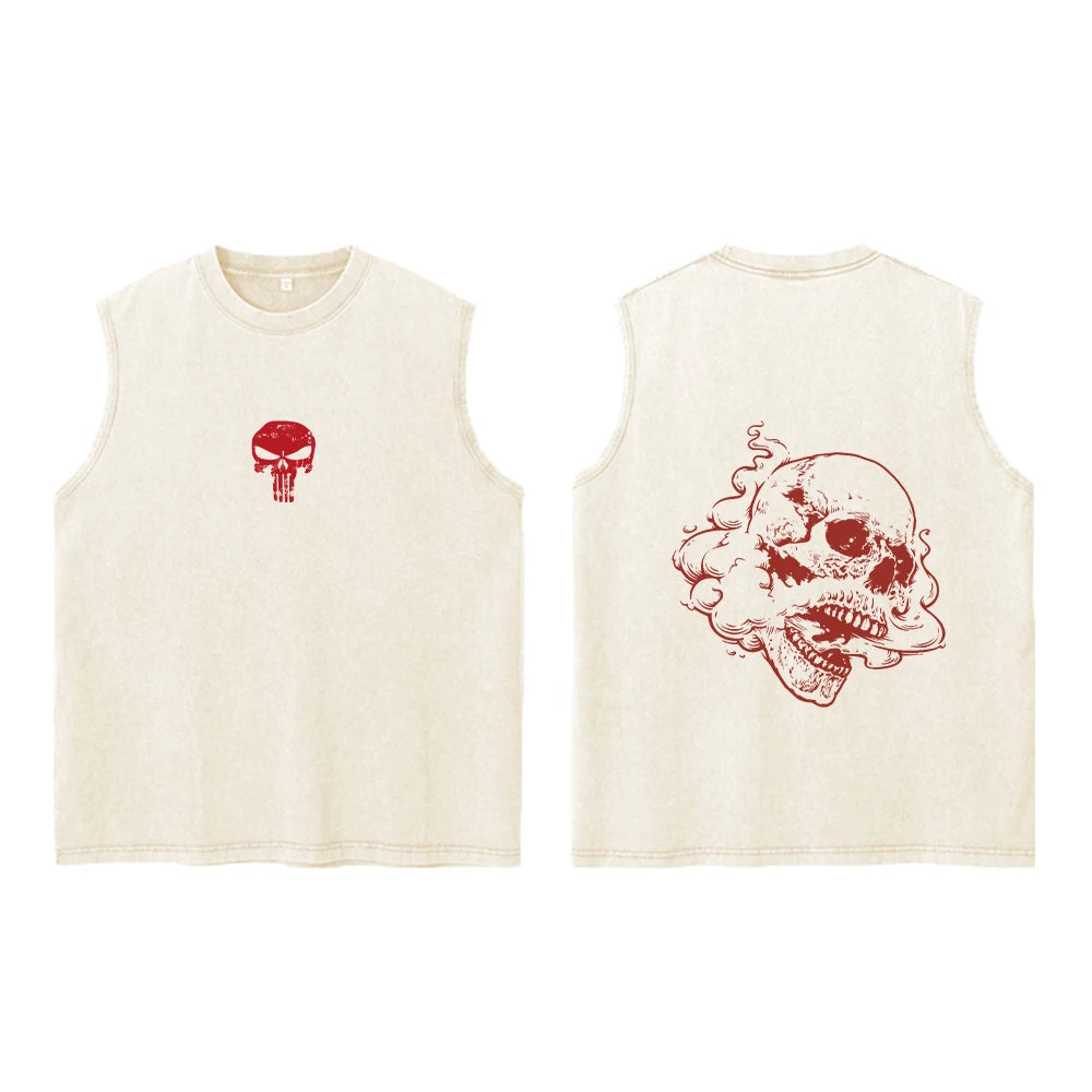 Men's Washed Vest Fashionable Printed Casual Vest Perfect For Summer Outdoor Activities And Commute Pure Cotton Sleeveless Top