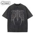 Men's Retro Dark Style Skull Print Washed T-Shirt Trendy Fashion Casual Pure Cotton Short Sleeve Outdoor Fitness Commuter Top