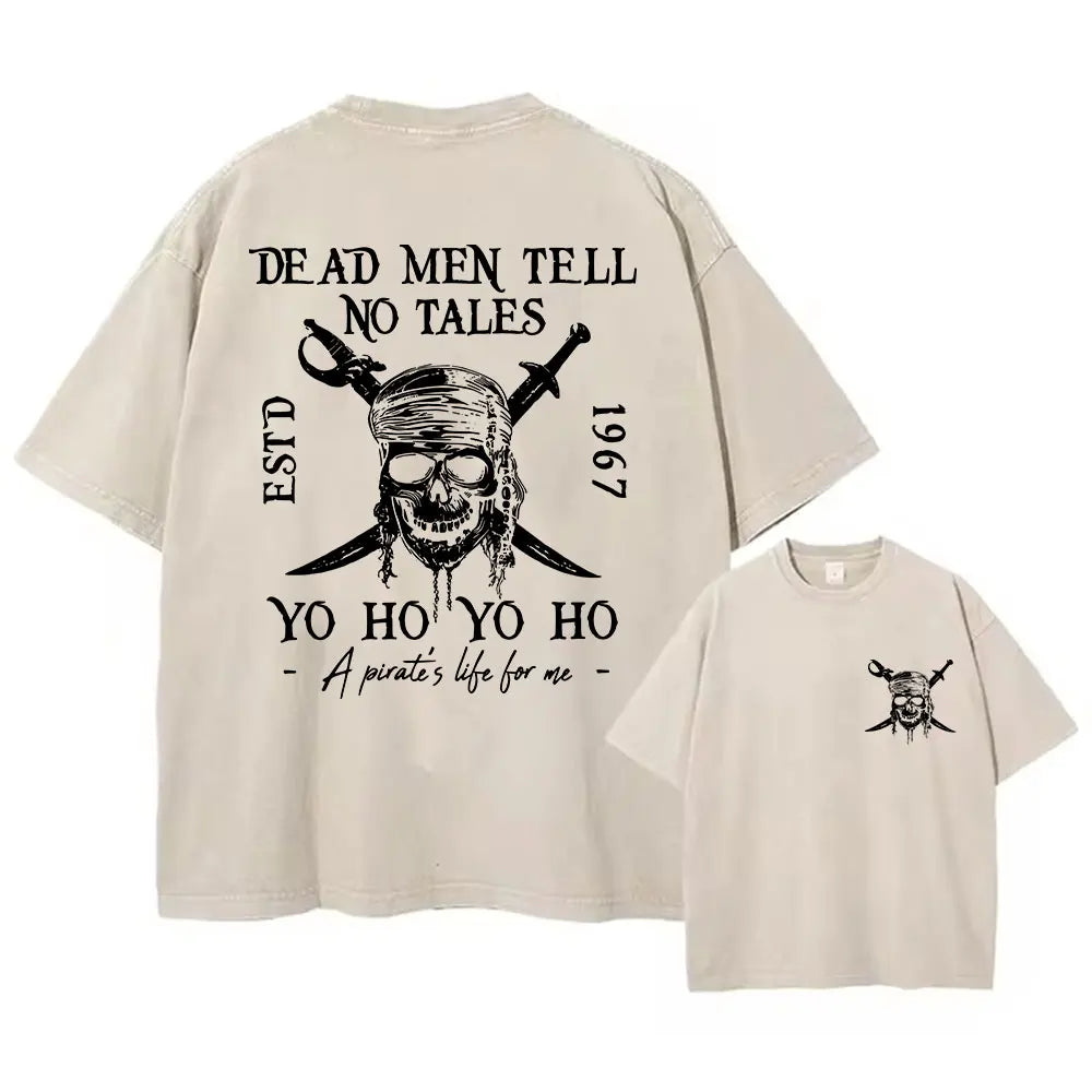 Washed Short Pirates Of The Caribbean Dead Men Tell No Tales Shirt Sleeve Oversized Bookish Shirt Y2k Unisex Top Streetwear