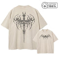 Men's Thorn Wings Print Retro Washed T-Shirt Trendy Streetwear Fitness Top Summer Casual Pure Cotton Breathable Short Sleeve Top