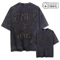 Men's Retro Casual Washed T-Shirt Summer Fashion Word Print Pure Cotton Crew Neck Short Sleeve Street Gym Commuter Top