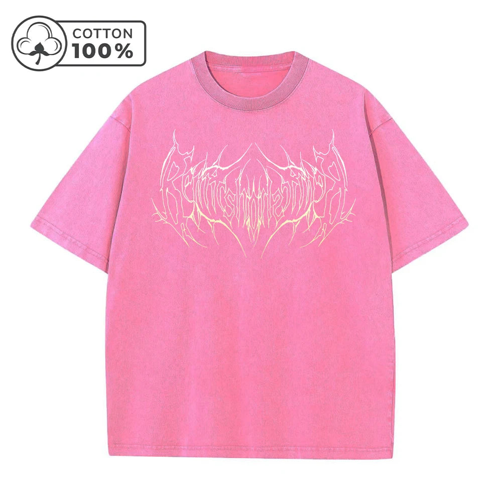Men's Street Style Retro Washed T-Shirt With Gradient Thorn Print Distressed Pure Cotton Short Sleeve Summer Commuter Gym Top