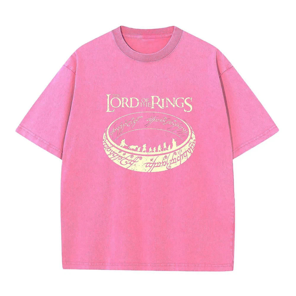 Printed Pure Cotton Washed T-Shirt For Men Round Neck Loose Fit Casual Short Sleeves Suitable For Commute And Trendy Wear