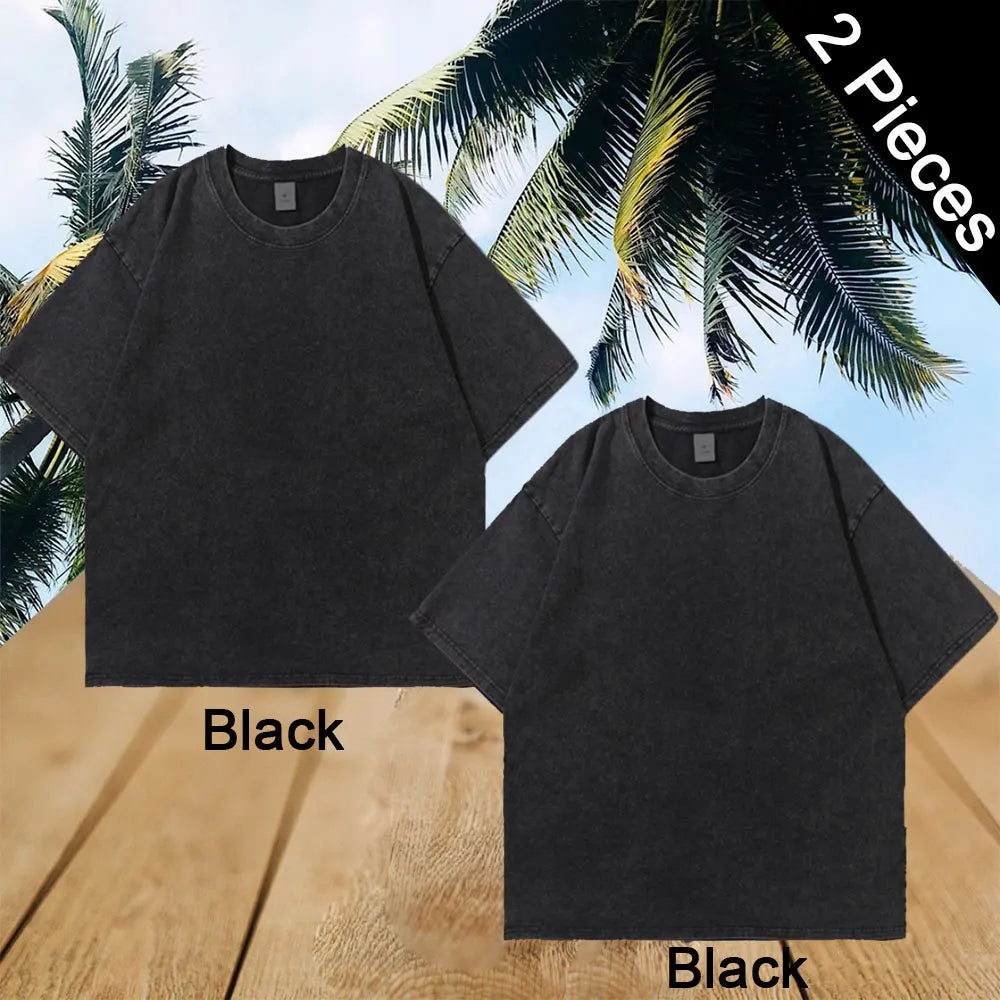 2025 Washed Vintage T-Shirts Street Hip Hop Retro Punk T Shirt women Harajuku Casual Cotton Short Sleeve Acid Wash TShirts top
