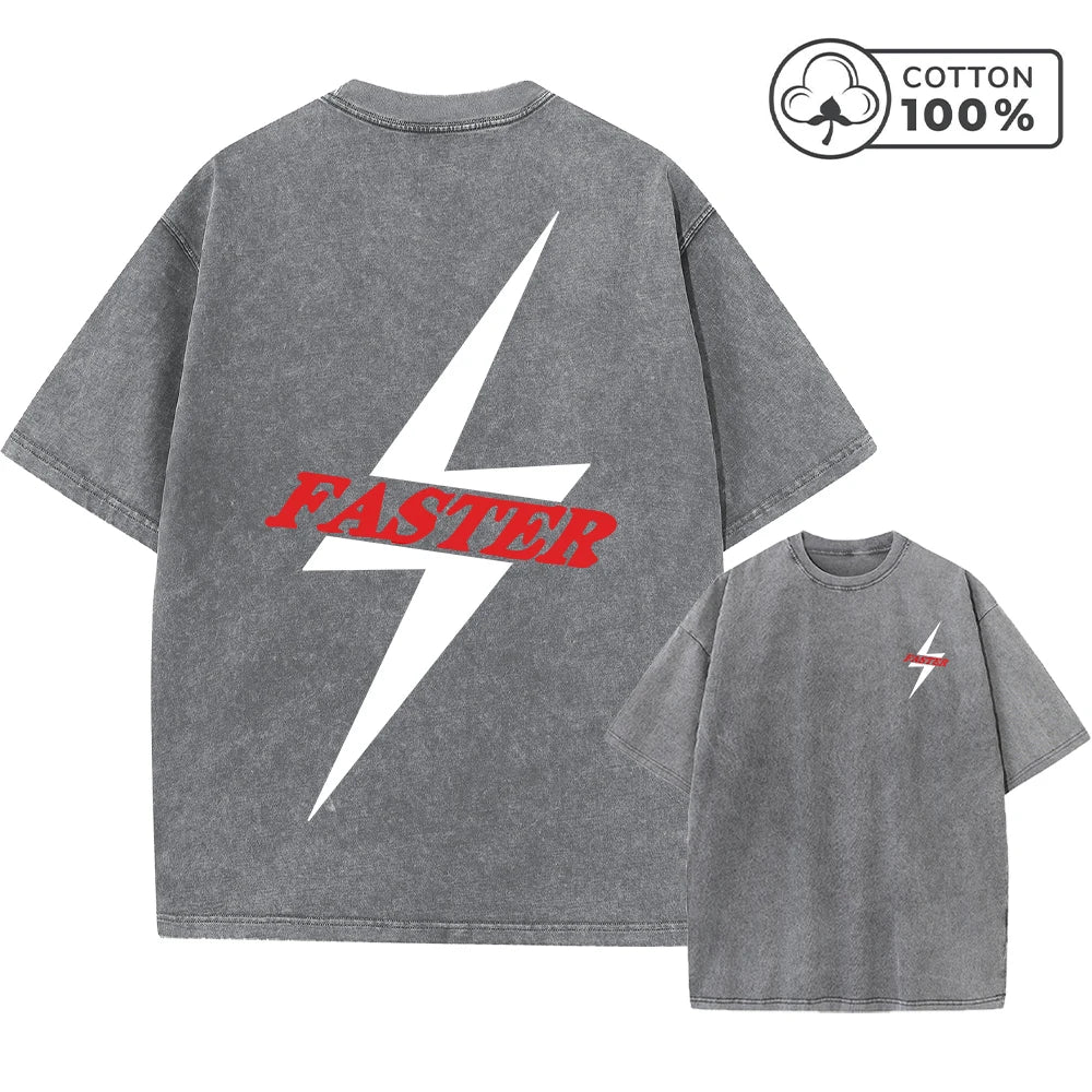 Men's Retro Casual Washed T-Shirt Summer Fashion Snake And Flower Print Pure Cotton Crew Neck Short Sleeve Street Commuter Top
