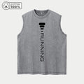 Men's Distressed Washed Vest Summer Casual Simple Word Print Pure Cotton Sleeveless T-Shirt Everyday Street Commute Top