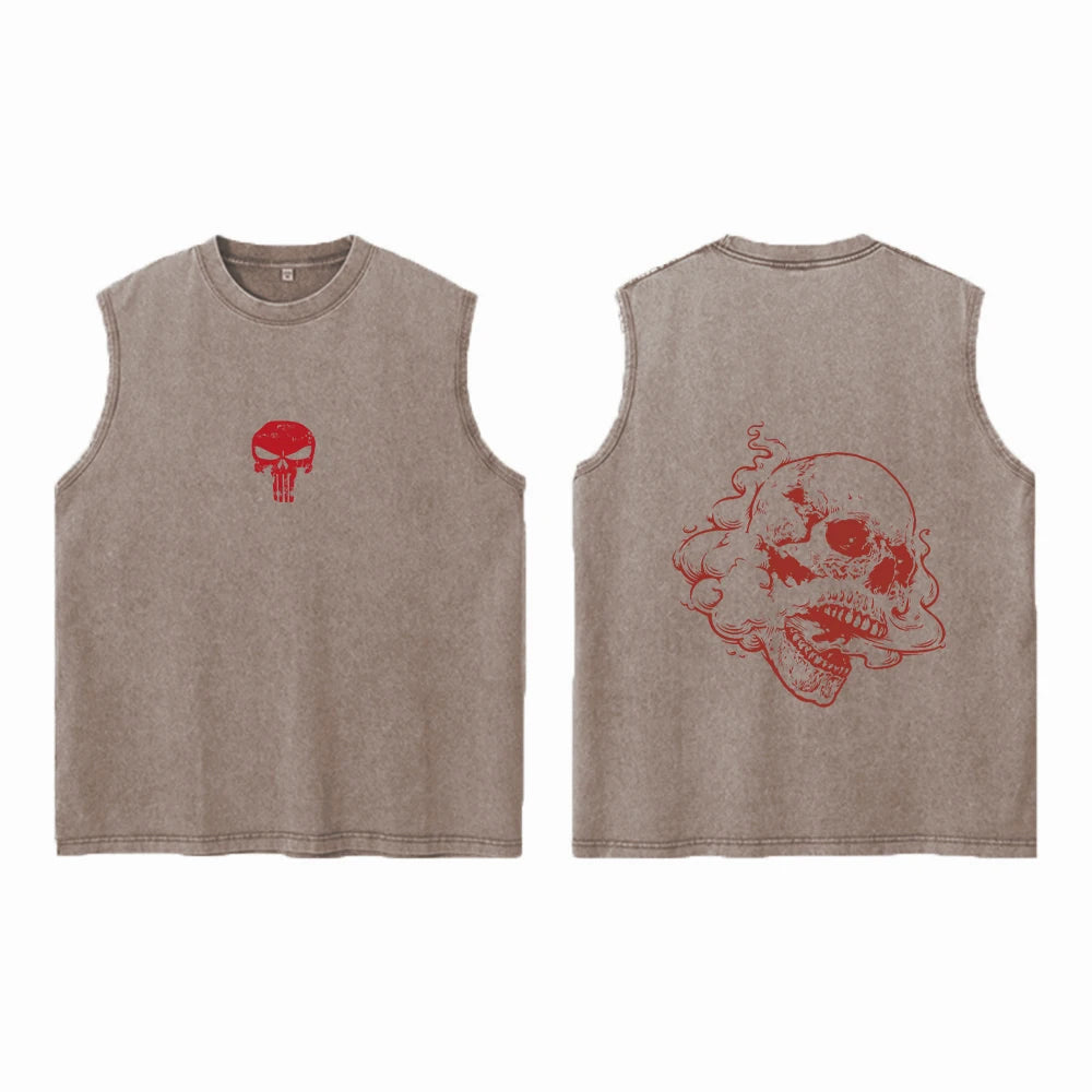 Men's Washed Vest Fashionable Printed Casual Vest Perfect For Summer Outdoor Activities And Commute Pure Cotton Sleeveless Top