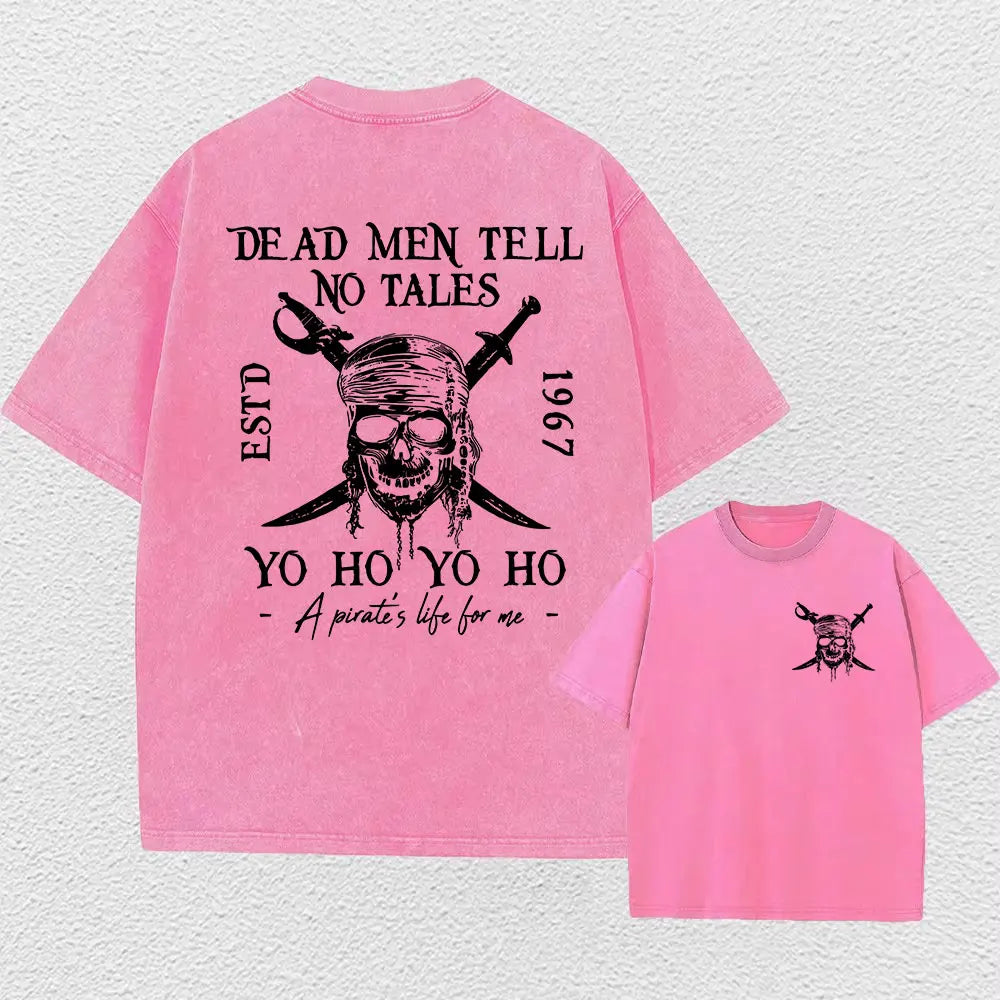 Washed Short Pirates Of The Caribbean Dead Men Tell No Tales Shirt Sleeve Oversized Bookish Shirt Y2k Unisex Top Streetwear
