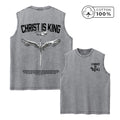 Men's Heavyweight Pure Cotton Washed Sleeveless Vest Trendy Crown And Sword Print Top Retro Distressed 2026 Street Style Vest