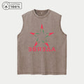 Men's Distressed Washed Vest Summer Casual Pink Five Pointed Star Print Pure Cotton Sleeveless T-Shirt  Street Style Commute Top