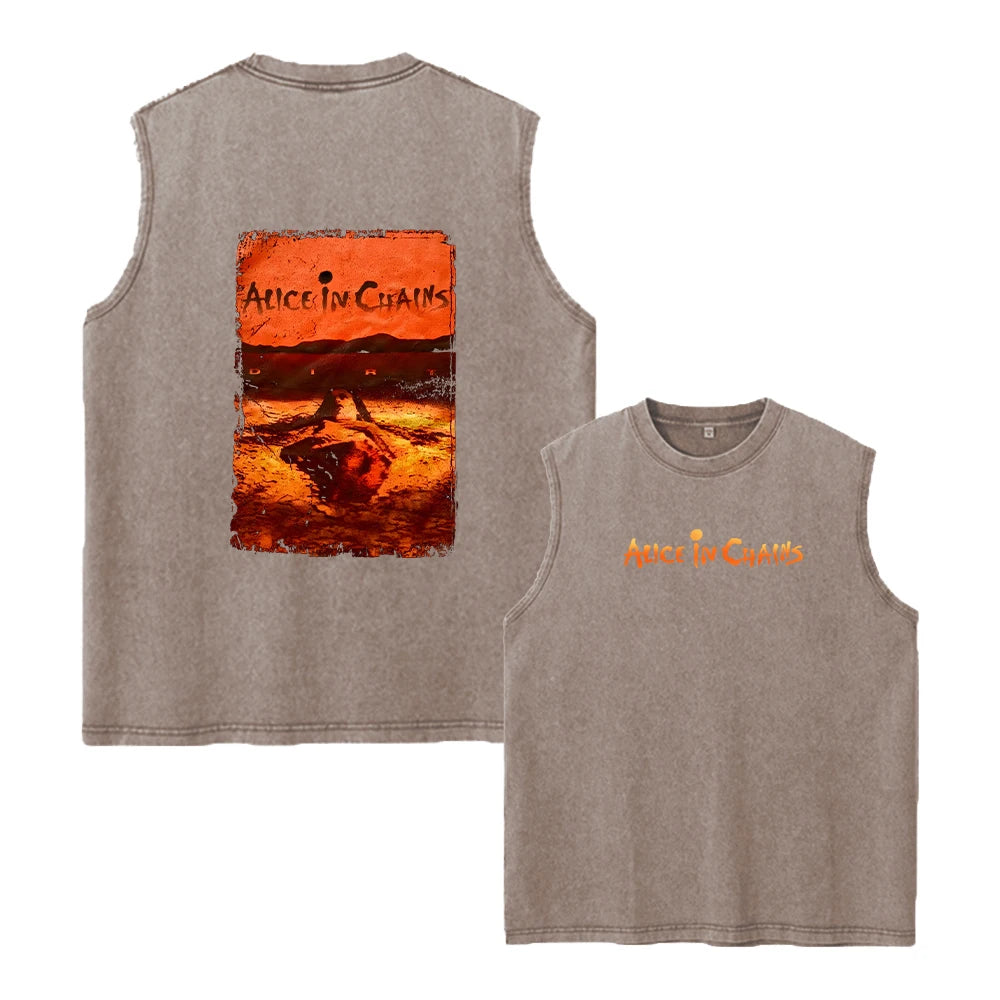 Stylish Printed Washed T-Shirt Perfect For Summer Fitness Training Vacation Or Casual Wear Loose-Fit Pure Cotton Sleeveless Vest
