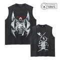 Men's Creative Eight Armed Death Print Washed Vest Loose Casual Pure Cotton Commuter Retro Sleeveless Vest Summer Running Top