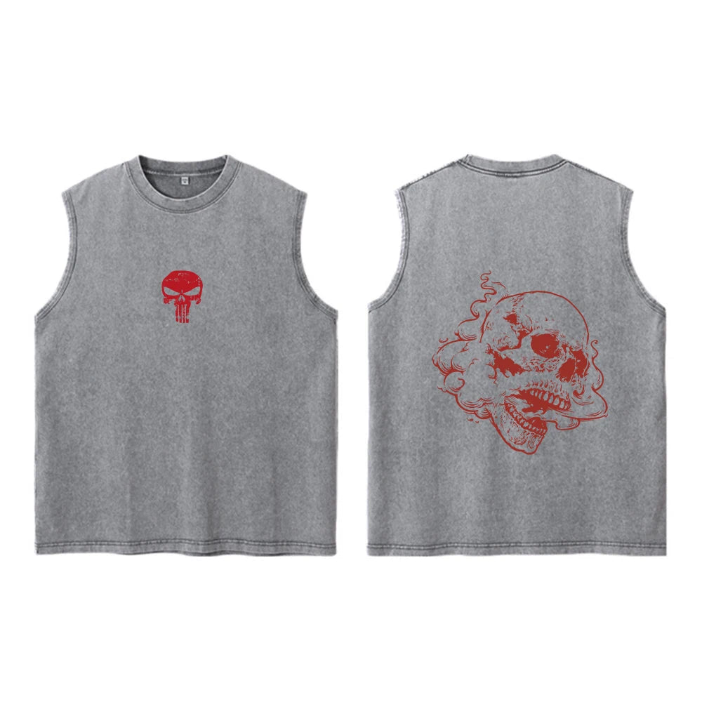 Men's Washed Vest Fashionable Printed Casual Vest Perfect For Summer Outdoor Activities And Commute Pure Cotton Sleeveless Top