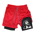 Men's Quick-Drying Athletic Shorts With Jesus Head Print Multiple Pockets Suitable For Fitness Training And Everyday Wear