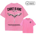 Men's Retro Washed T-Shirt With Thorn And Crown Print Distressed Pure Cotton Short Sleeve Commuter Fitness Comfortable Top