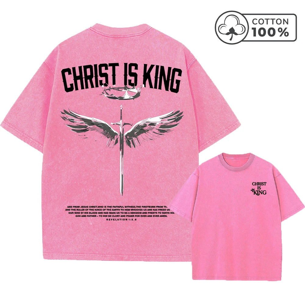 Men's Retro Washed T-Shirt With Thorn And Crown Print Distressed Pure Cotton Short Sleeve Commuter Fitness Comfortable Top