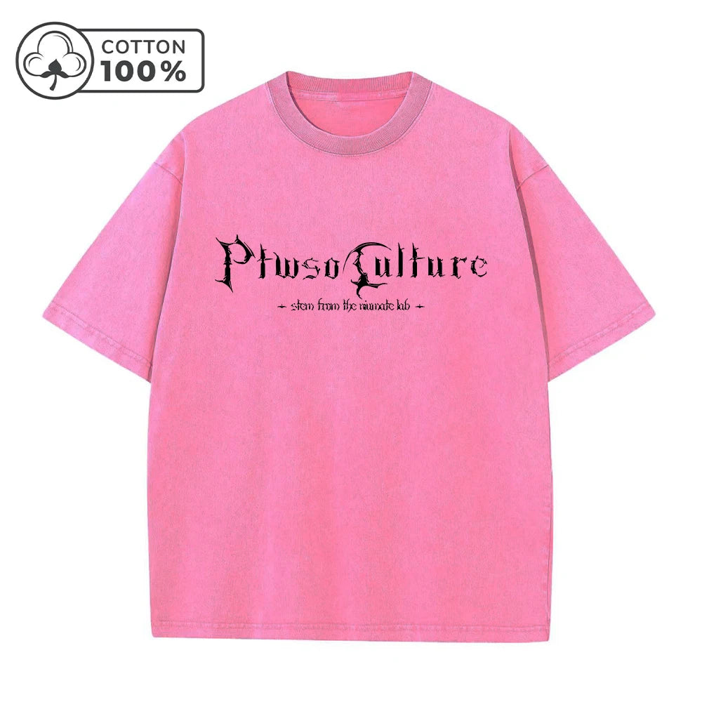 Men's Street Style Washed T-Shirt Trendy Gothic Letter Print Distressed Pure Cotton Short Sleeve Outdoor Commuter Fitness Top