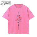 Men's Retro Casual Washed T-Shirt Summer Fashion Snake And Flower Print Pure Cotton Crew Neck Short Sleeve Street Commuter Top