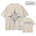 Men's Gothic Letter And Floral Print Retro Washed T-Shirt Street Fashion Pure Cotton Short Sleeve Daily Fitness Training Top