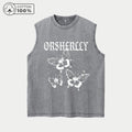 Men's Y2K Trendy Butterfly Print Retro Washed Vest Summer Fitness Daily Commute Top Casual Fashion Street Style Pure Cotton Vest
