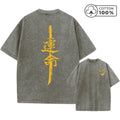 Men's Retro Washed T-Shirt With Evil Smiley Face And Knife Print Casual Pure Cotton Short Sleeved Street Style Commuter Top