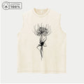 Men's Casual Sports Washed Vest With Unique Spider Lily Print Pure Cotton Sleeveless T-Shirt Summer Commute Outdoor Loose Top