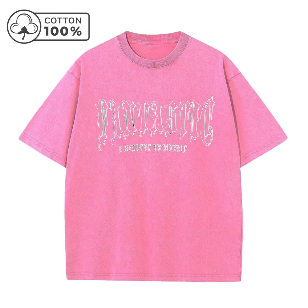 Men's Hollowed Out Letter Print Retro Washed T-Shirt Street Fashion Summer Trend Pure Cotton Short Sleeved Fitness Training Top