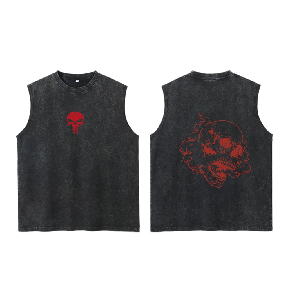 Men's Washed Vest Fashionable Printed Casual Vest Perfect For Summer Outdoor Activities And Commute Pure Cotton Sleeveless Top