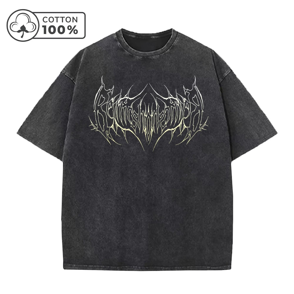 Men's Street Style Retro Washed T-Shirt With Gradient Thorn Print Distressed Pure Cotton Short Sleeve Summer Commuter Gym Top