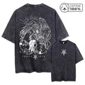 Men's Street Style Washed T-Shirt With Eagle And Ram's Head Print Retro Pure Cotton Short Sleeve Top Casual Daily Commute