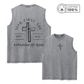 Men's Distressed Washed Vest With Prayer And Cross Print Summer Pure Cotton Casual Sleeveless T-Shirt Vintage Street Style Top