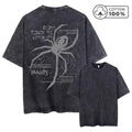 Men's Distressed Washed T-Shirt With Spider Print Retro Pure Cotton Short Sleeve Comfortable And Breathable Training Top