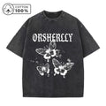 Men's Hollowed Out Butterfly Print Retro Washed T-Shirt Summer Distressed Loose Casual Fashion Short Sleeved Fitness Commute Top