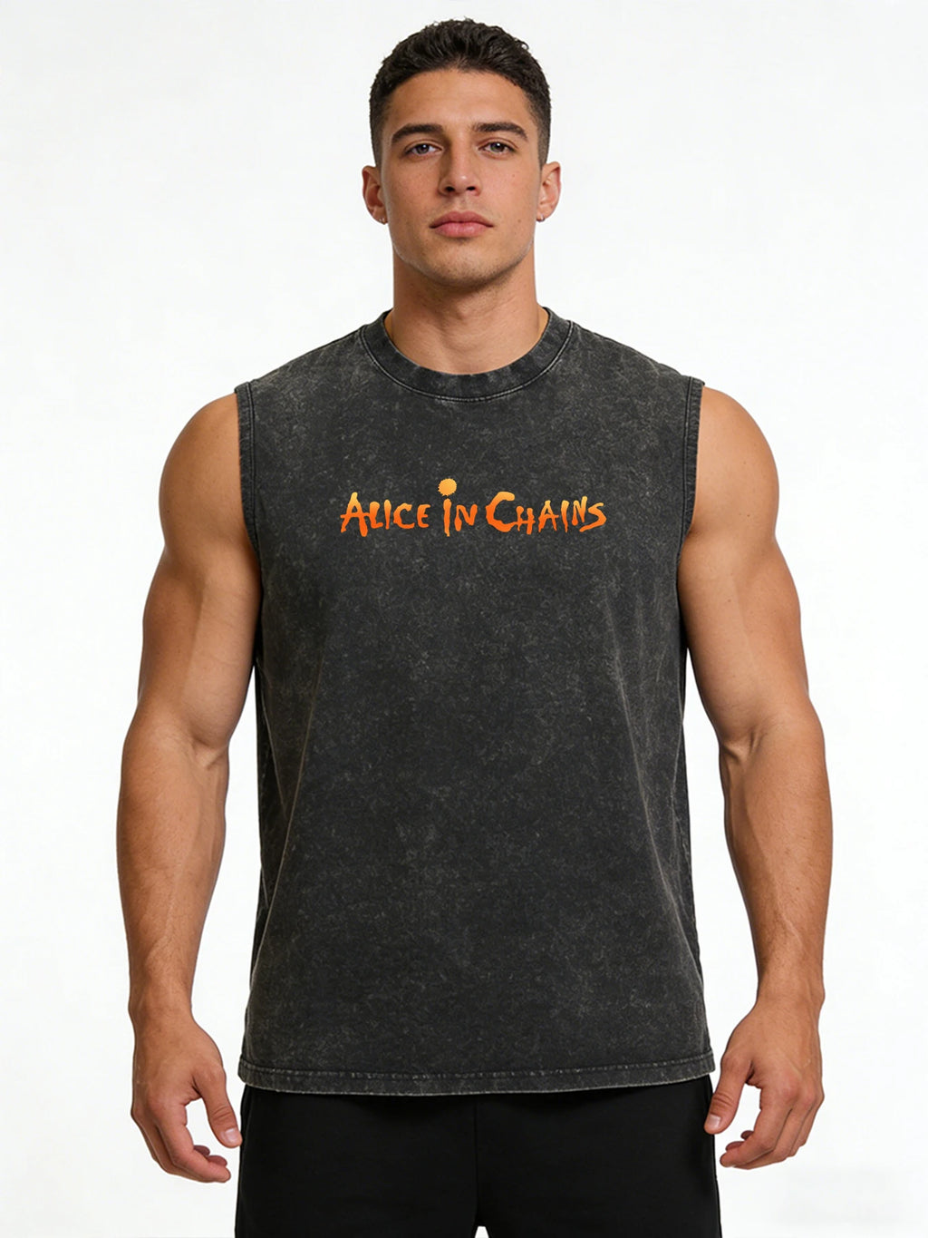 Stylish Printed Washed T-Shirt Perfect For Summer Fitness Training Vacation Or Casual Wear Loose-Fit Pure Cotton Sleeveless Vest