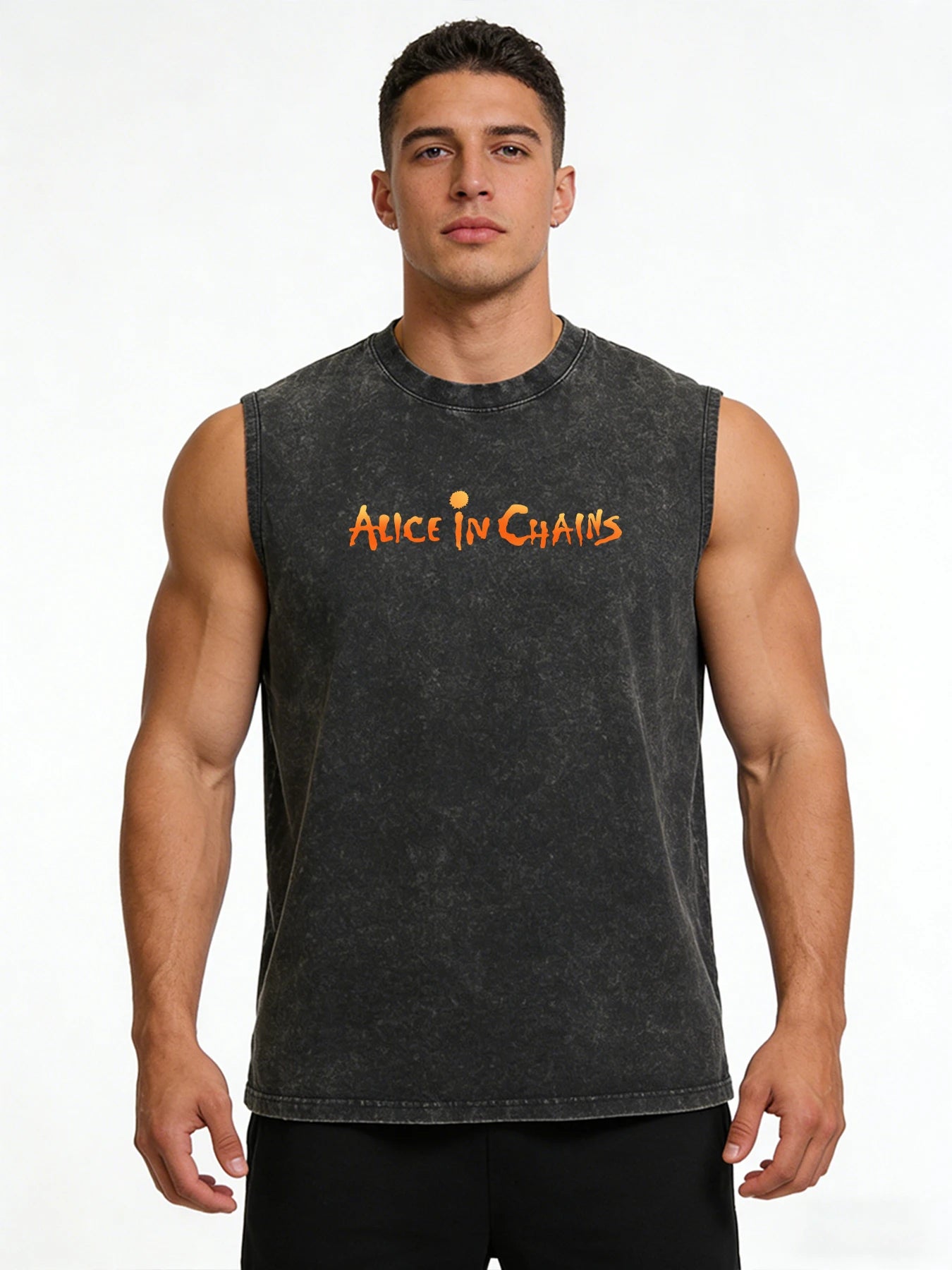 Stylish Printed Washed T-Shirt Perfect For Summer Fitness Training Vacation Or Casual Wear Loose-Fit Pure Cotton Sleeveless Vest