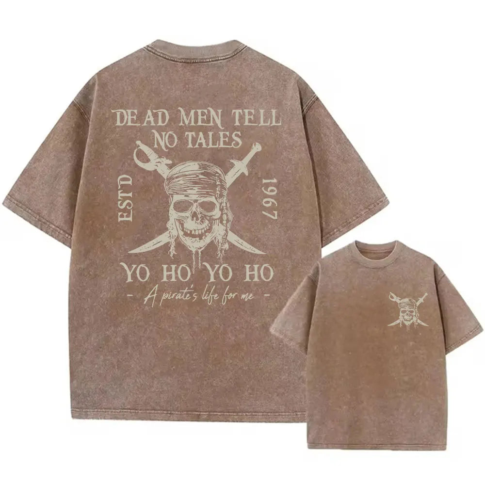 Washed Short Pirates Of The Caribbean Dead Men Tell No Tales Shirt Sleeve Oversized Bookish Shirt Y2k Unisex Top Streetwear