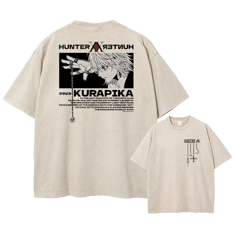 Vintage Anime Hunter X Hunter Acid T Shirt Graphic Print Tees Men Women Manga Street Washed 100% Cotton T Shirts Unisex