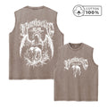 Men's Pure Cotton Washed Sleeveless Vest Trendy Sheep Print Top Retro Distressed 2026 Street Style Heavyweight Breathable Vest