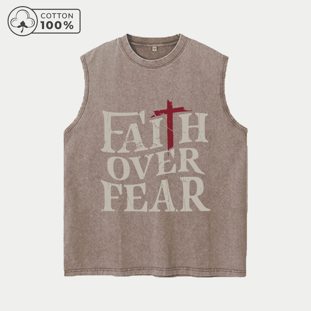 Men's Trendy Short Sentence Print Washed Vest Loose Casual Pure Cotton Fitness Commuter Retro Sleeveless Vest Summer Running Top