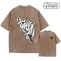 Men's Distressed Washed T-Shirt With Ripped Claw Print Vintage Pure Cotton Short Sleeve Comfortable And Breathable Training Top