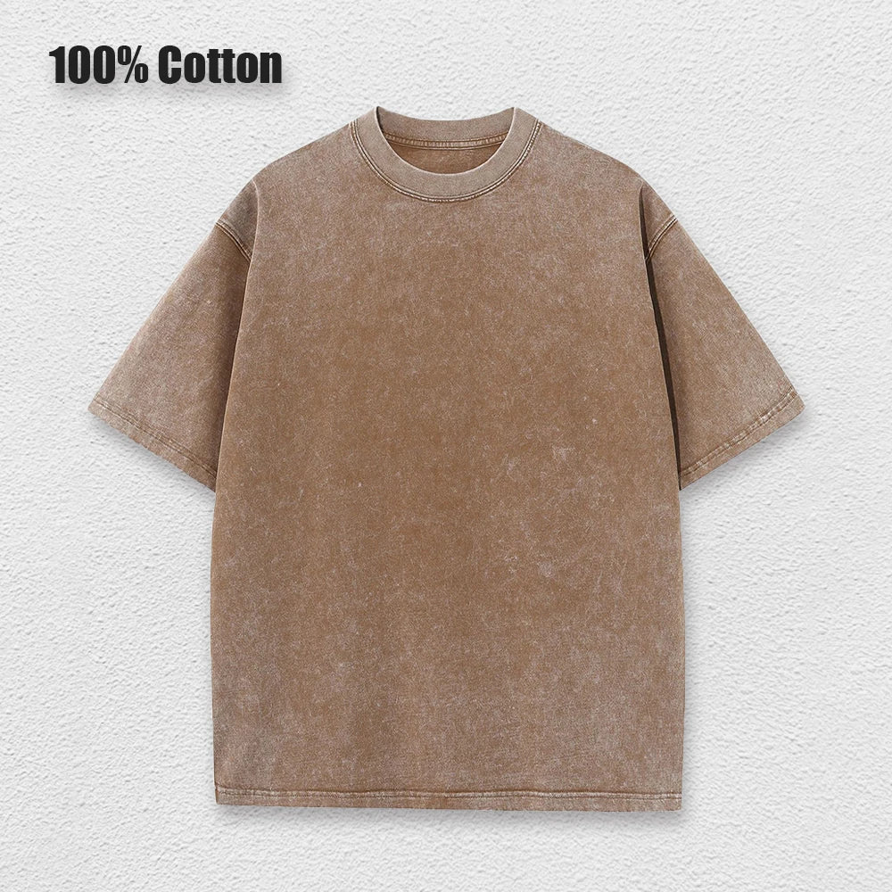 2025 Washed Vintage T-Shirts Street Hip Hop Retro Punk T Shirt women Harajuku Casual Cotton Short Sleeve Acid Wash TShirts top